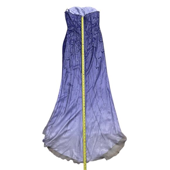 Vintage Alyce Prom Dress 6 Maxi Gown Fairy Y2K Silk Bead Strapless Purple Ombre - Picture 12 of 12